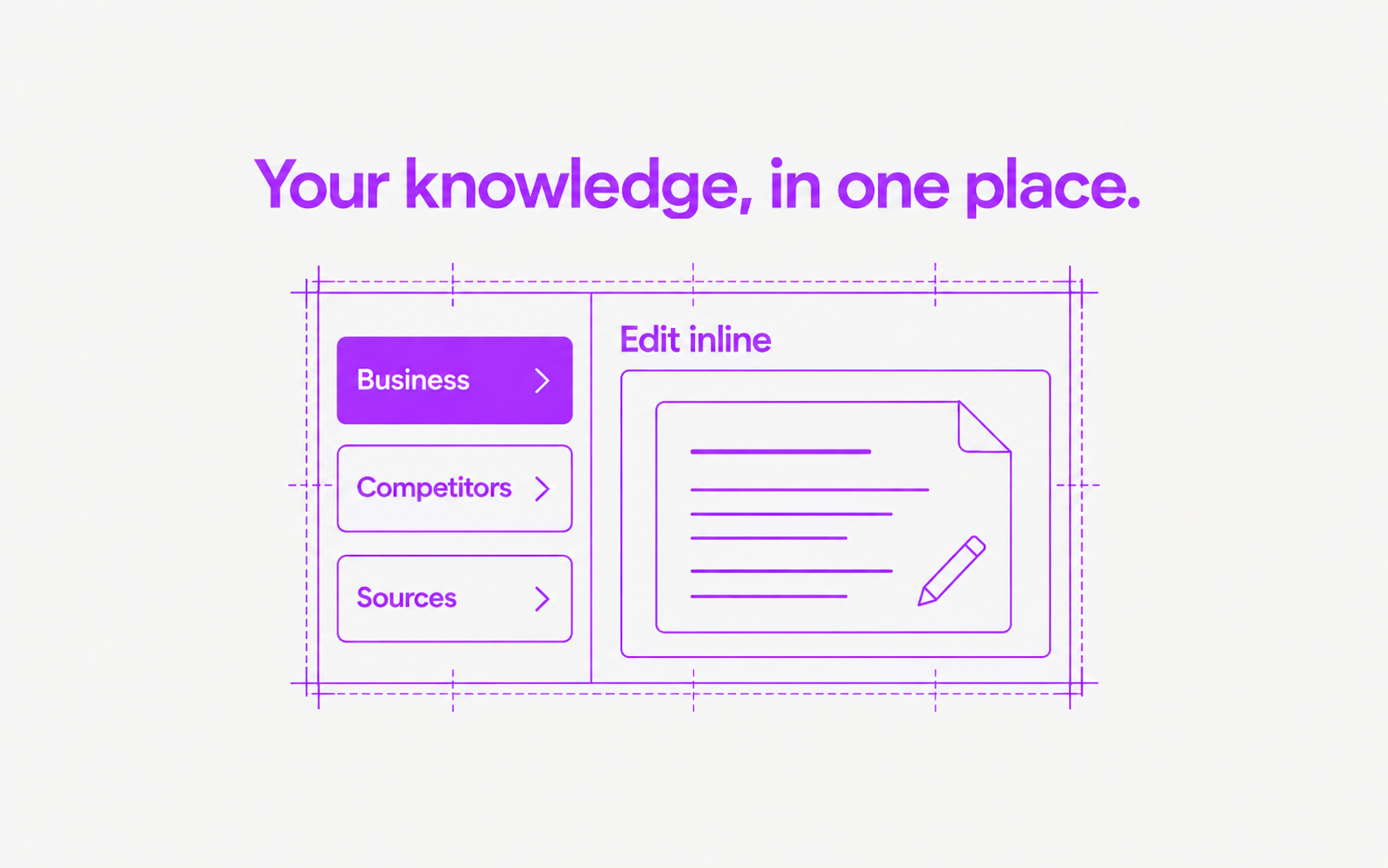 A grouped knowledge list opens an inline editing area in one workbench.