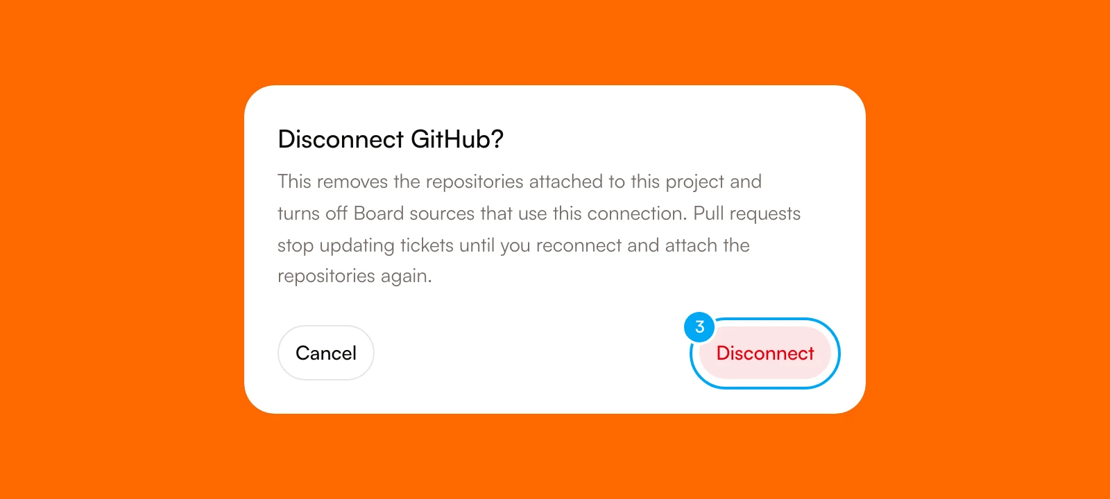The Disconnect GitHub? confirmation with its Disconnect button.