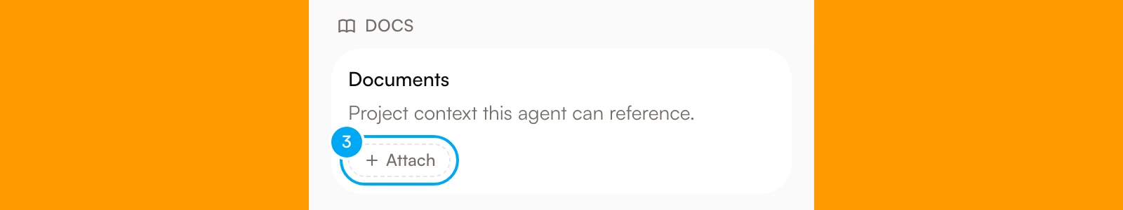 The Docs section in the agent panel with the Attach button.